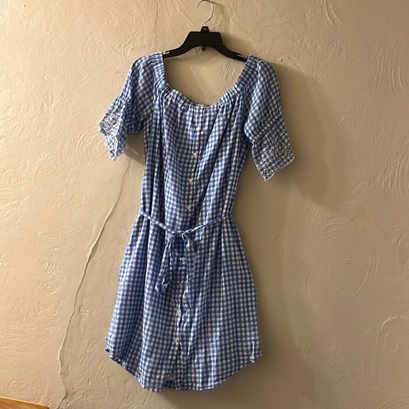 Women's Blue Gingham Button-Down Summer Dress Casual Chic Style main image 1